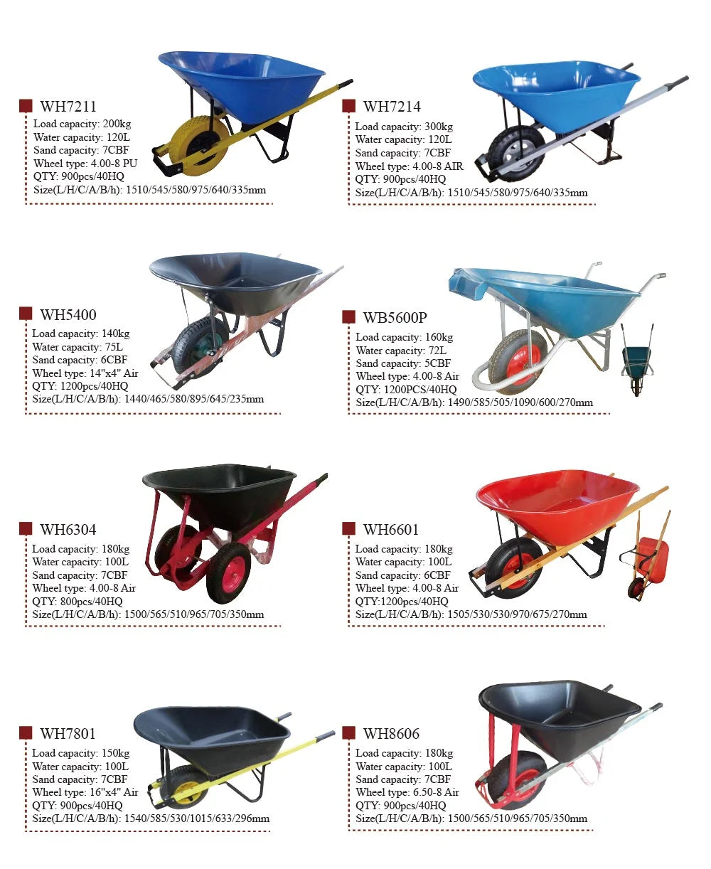 Top Quality Lower Price France Model Metal Cement Wheel Barrow WB6400