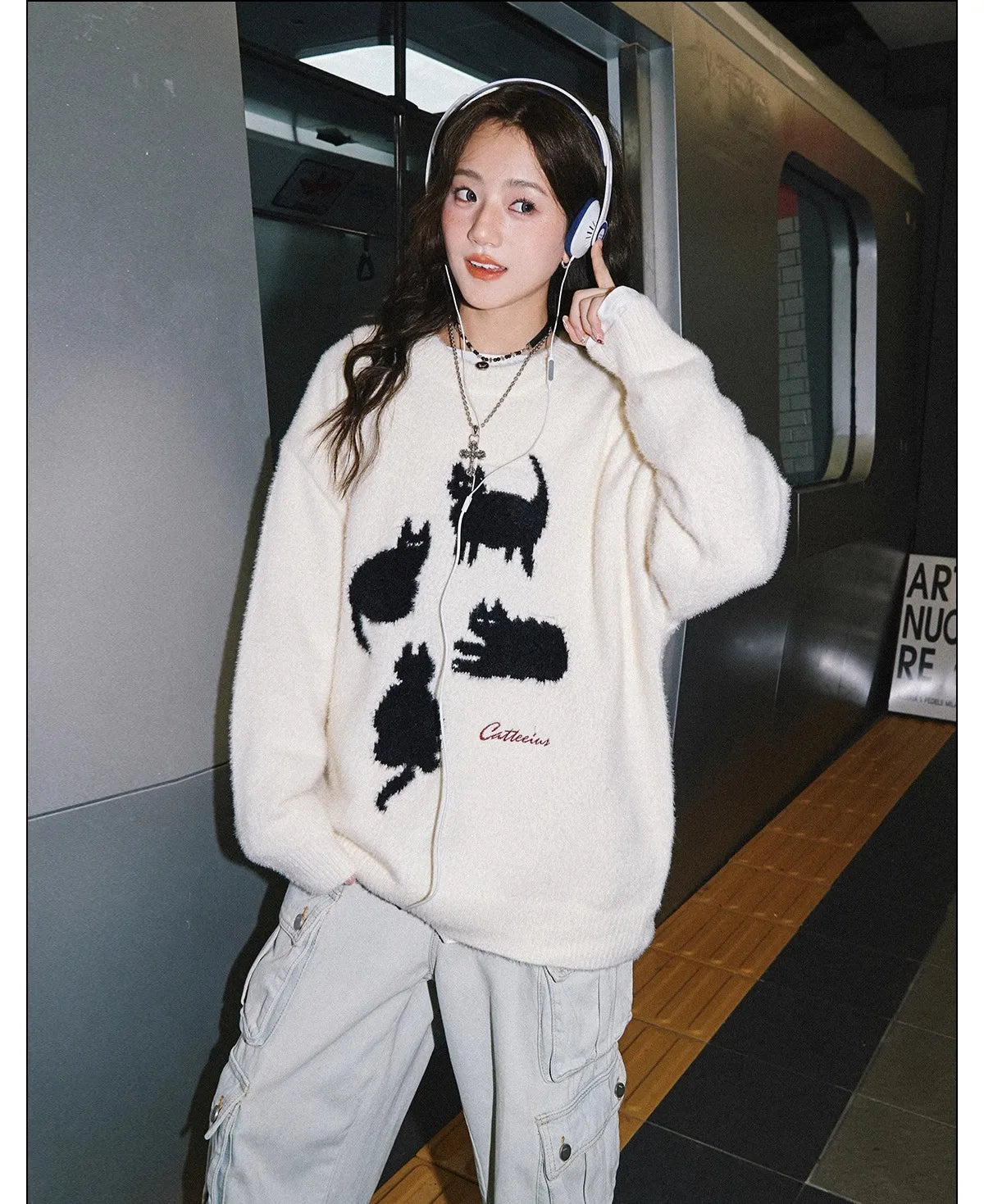 Pullovers Women Cartoon Trendy All-match O-neck Lazy Style Autumn Winter Imitation Mink-fleece Knitted Cozy Chic Ins Sweaters