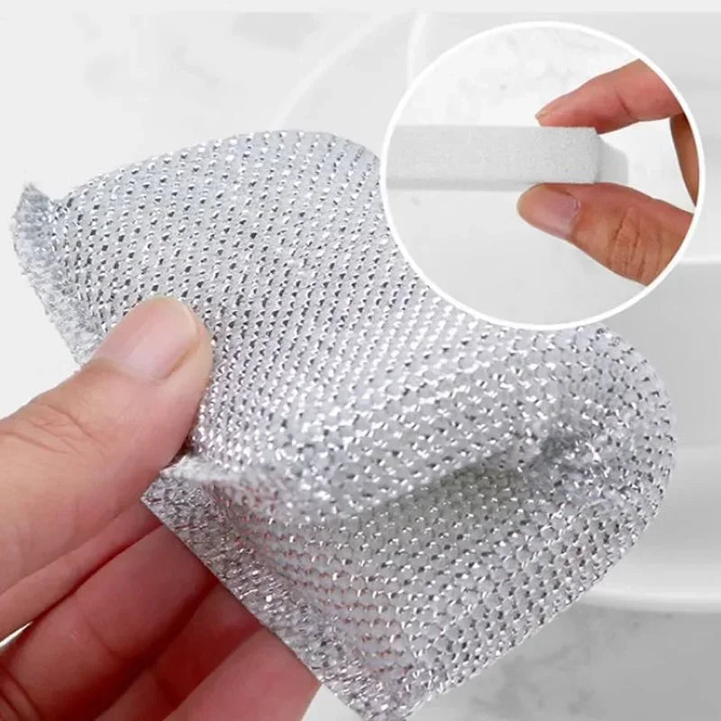 Set of 4 Non-Scratch Pot Scrub Sponges - Dishwashing & Household Cleaning