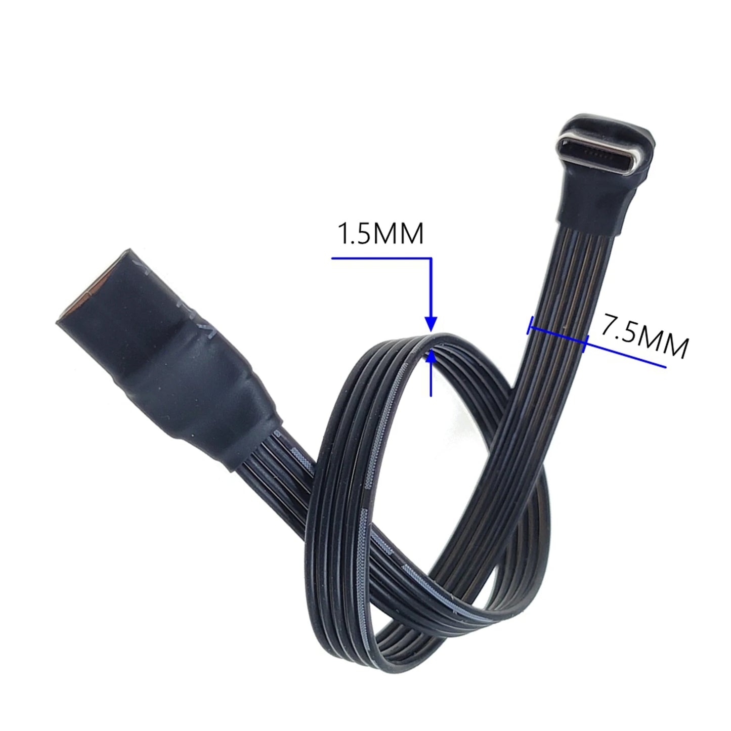 5CM 10CM 20CM 30CM 50CM 100CM USB 2.0 Type C to Type C Extension Cable 90° Adapter FPC FPV Band Flat USB C Cable 3A 5CM-100CM