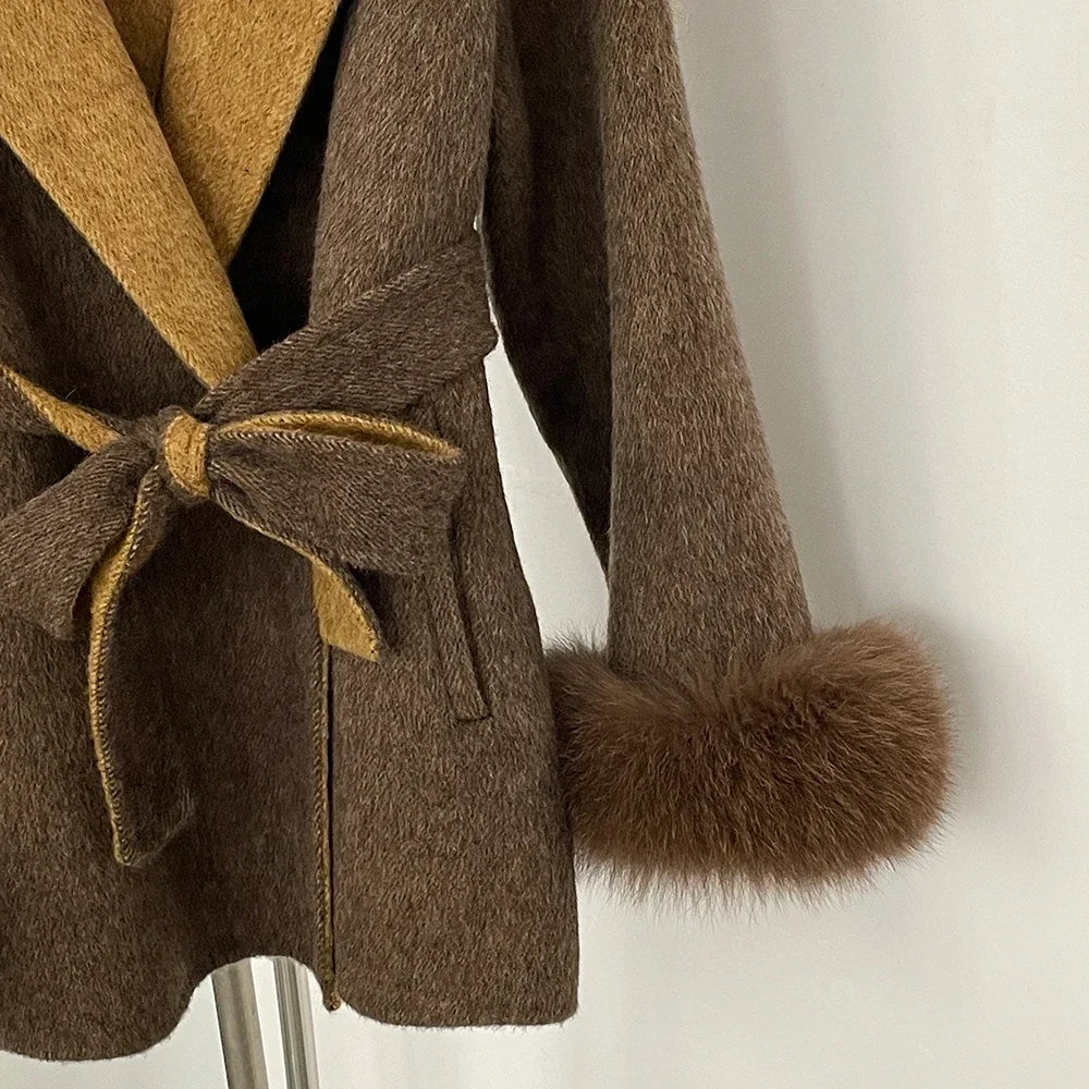 Real Fur Wool Coat Women Clothing Hooded Autumn Winter Commute Fur Coat 2025 Fashion Clothes Lady Raccoon Fur Woolen Jacket