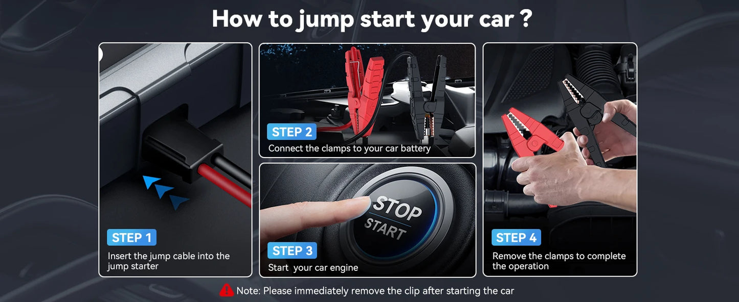 Car Jump Starter with Air Compressor Power Bank Portable Emergency Battery Booster Starting Device for Cars