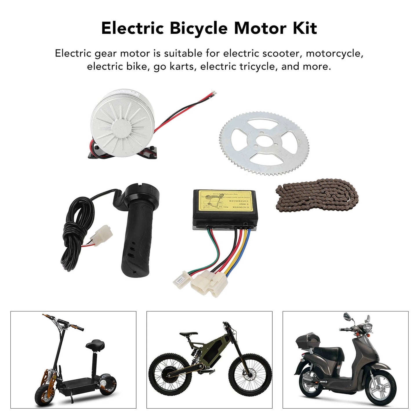 New 12V 250W Electric Motor Kit 2750RPM High Speed Electric Gear Motor with Controller for Motorcycle Electric Gear Motor