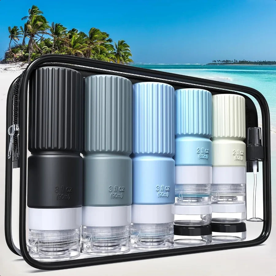 19 pack Travel Bottles for ToiletriesTSA Approved Silicone Travel Containers jar for Toiletries Leak Proof 3oz Refillable Liqus