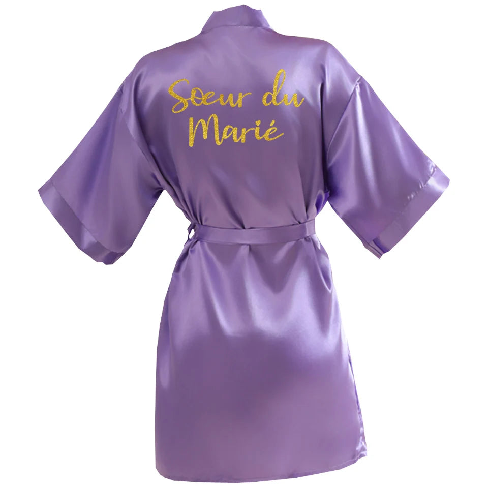 Wedding Bathrobe Bride Robe La Mariée Gown Bridal Robe White Elegant Bridal Nightgown for Brides Témoins