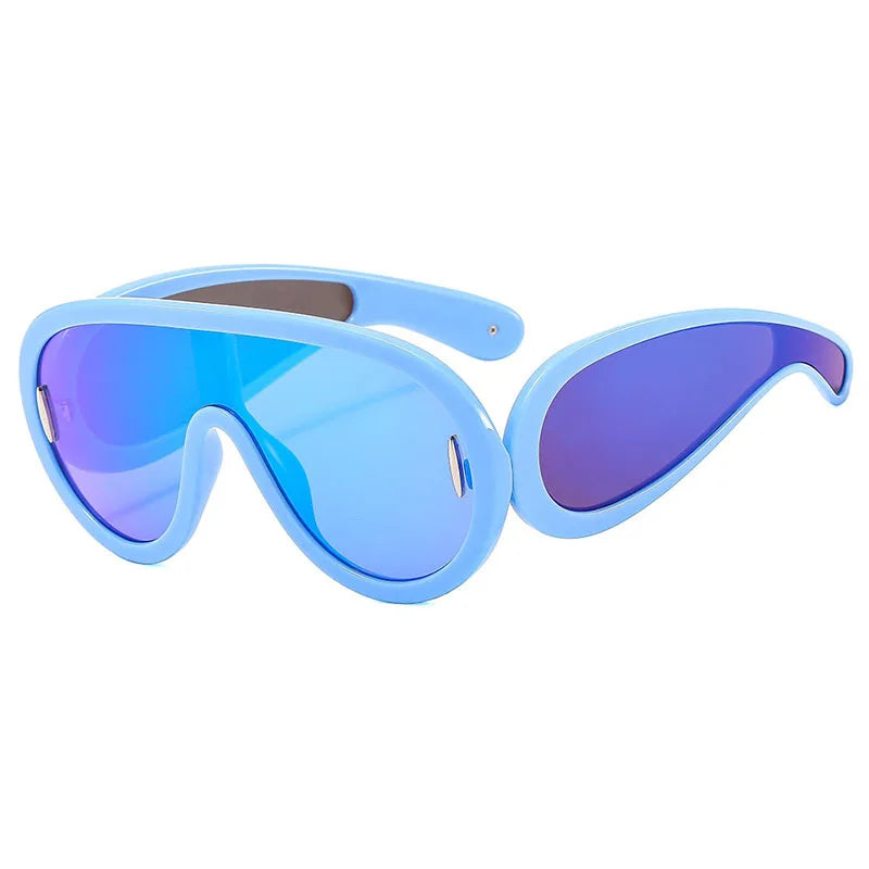 SHAUNA Oversized Women Goggle Sunglasses Trending Men One-Piece Mirror Shades UV400