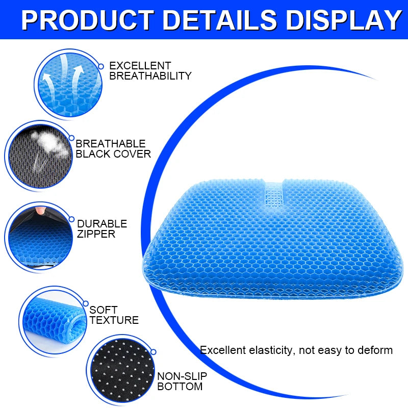 Car Seat Honeycomb Gel Seat Office Seat Four Seasons Universal Silicone Breathable Student Seat Car Seat Honeycomb Gel Seat Offi