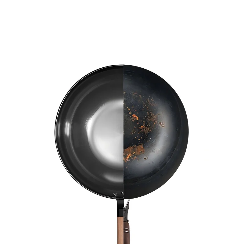 Cooker King Traditional Coating-Free Carbon Steel Wok, 30/32/34 cm Stir-Fry Pan for Gas & Induction Cooktops