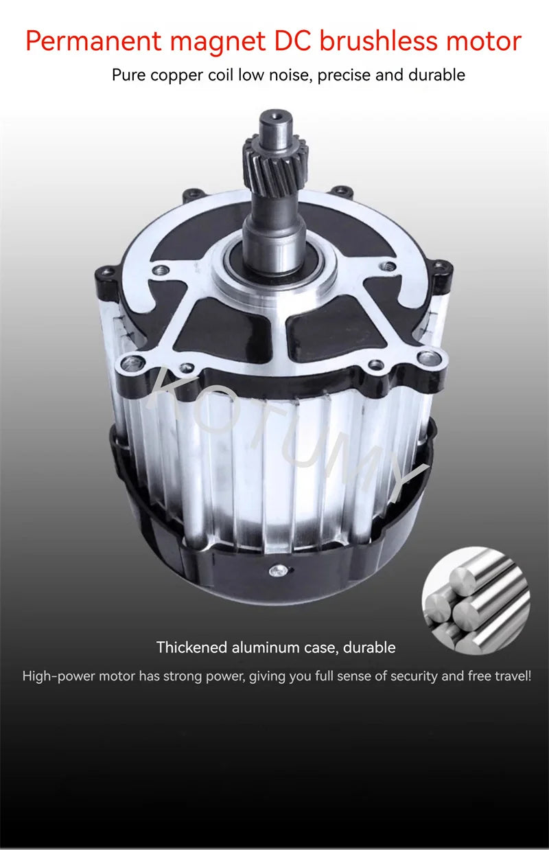 KOTUMY 48V 60V 72V 1500W 1800W Brushless Motor Without Gearbox Electric Car High Power Water Battery Electric Tricycle Motor