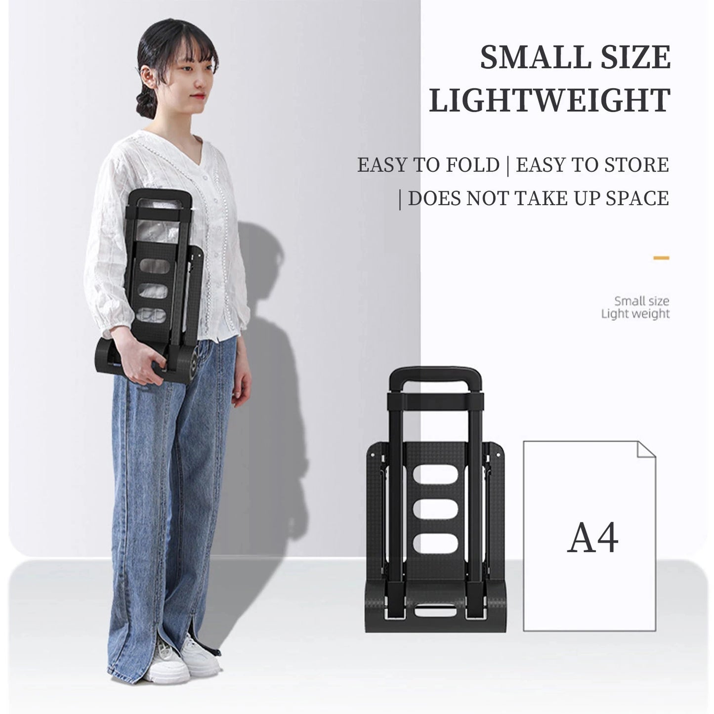 Heavy Duty Foldable Hand Sack Wheel Trolley Folding Truck Barrow Cart Travel Luggage Shopping Cart Portable Home Use Car