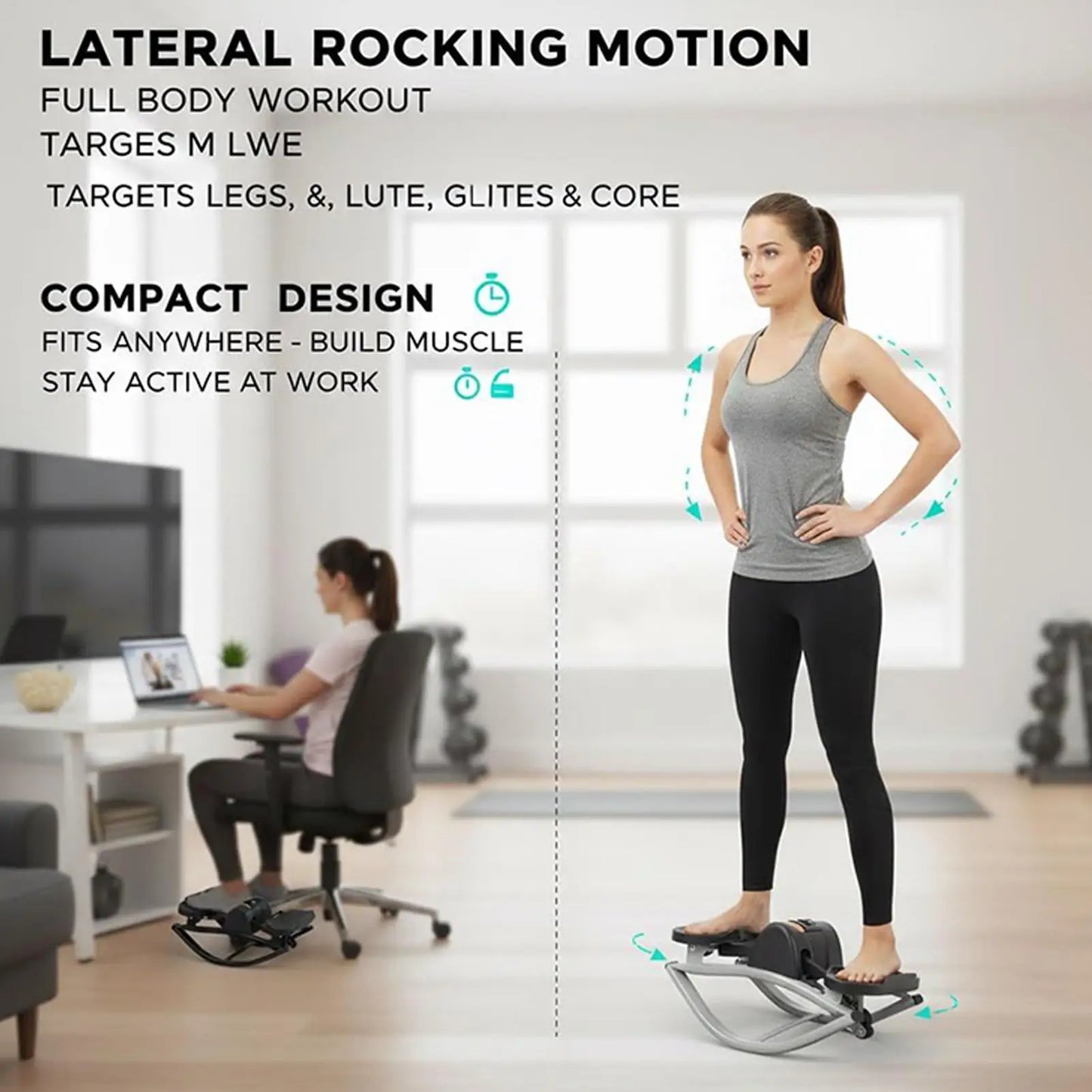 Rock Stepper Machine Legs Glutes Abs Workout Low-Shock Lateral Steppers For Home Apartment Dorm Office Gym Legs Abs Glutes Women