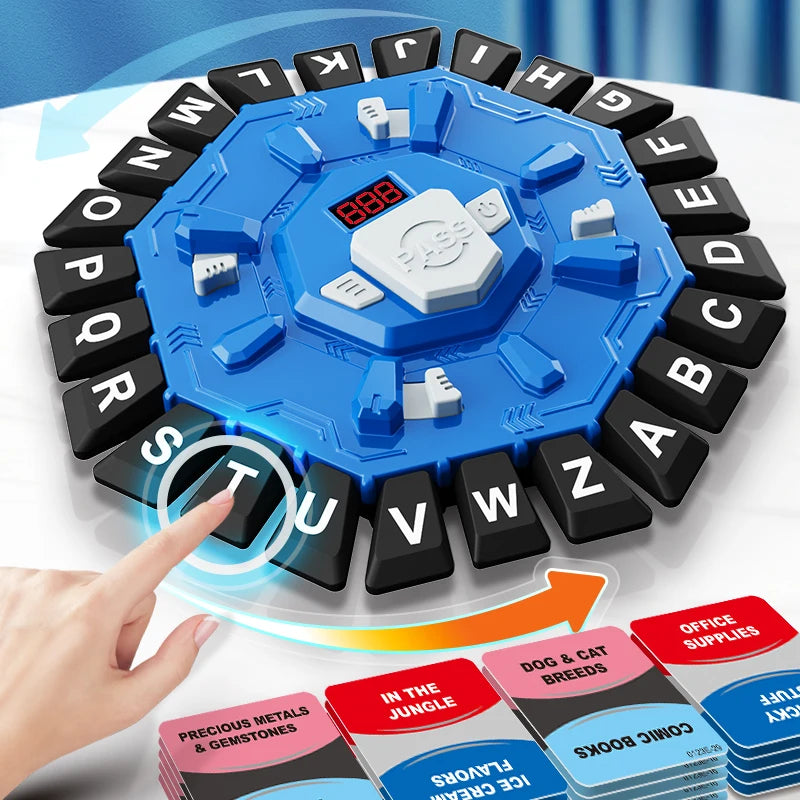 Word Game Family Board Game with Digital Display Timer and 2 Categories Modes Fun Fast-Paced 24-Letter Game for Learning Party I