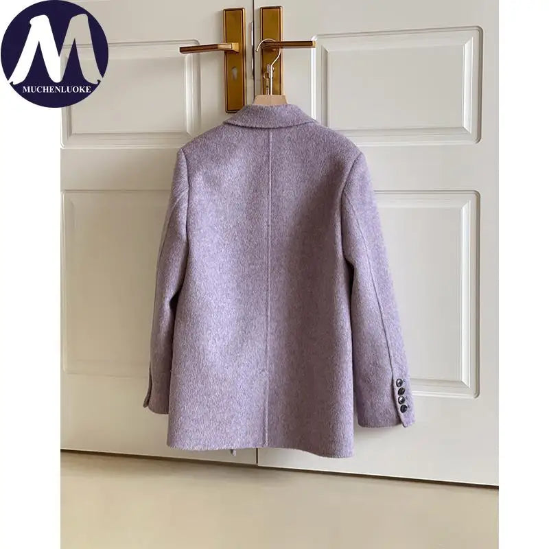 Coats for Woman Autumn Winter New Elegant Long Sleeves Short Woolen Jacke Korean Fashion Casual Loose Keep Warm Versatile Coats