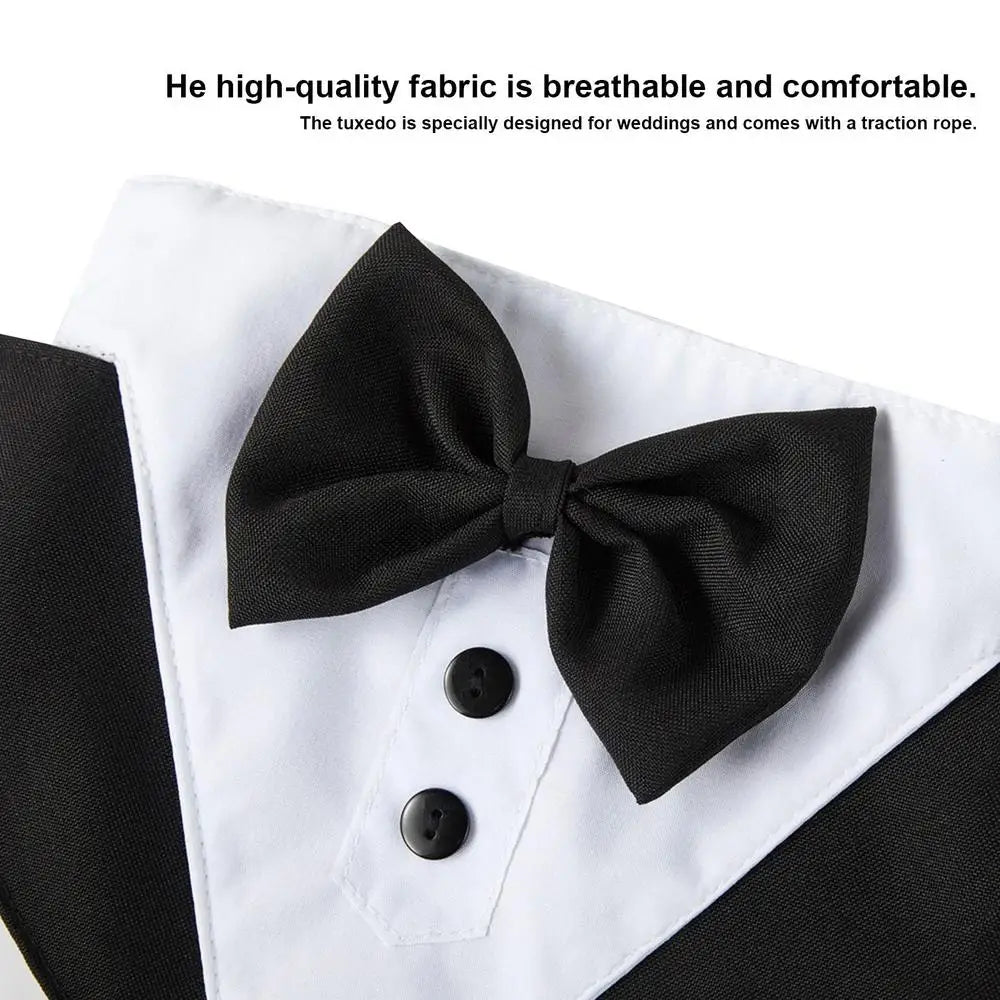 Dog Tuxedo Costume Formal Shirt Wedding Black Jacket Suit Pet Puppy Prince Ceremony Bow Tie Suit Small Dogs Cats Clothes