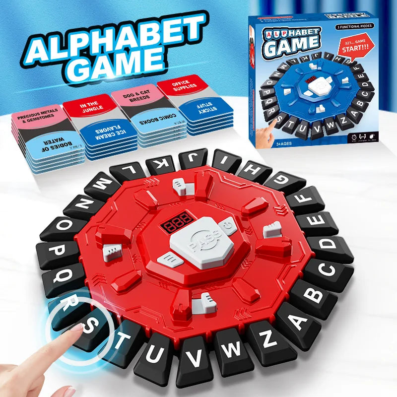 Alphabet Board Game Puzzle Word Game Family Board Game with Digital Display Timer and 2 Categories Modes Fun Fast-Paced for Part