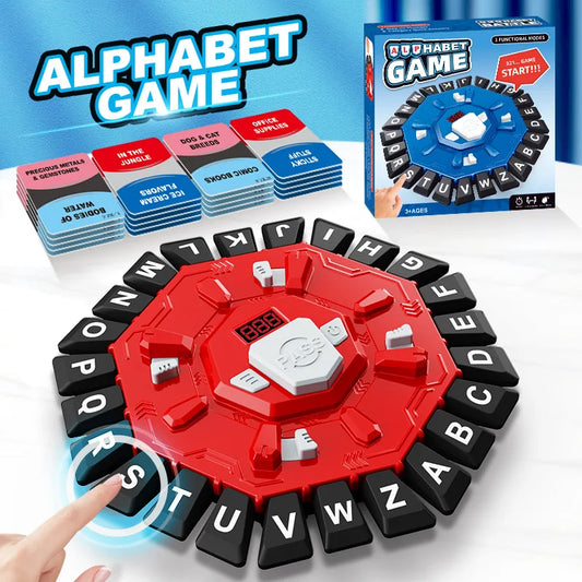 Alphabet Board Game Puzzle Word Game Family Board Game with Digital Display Timer and 2 Categories Modes Fun Fast-Paced for Part