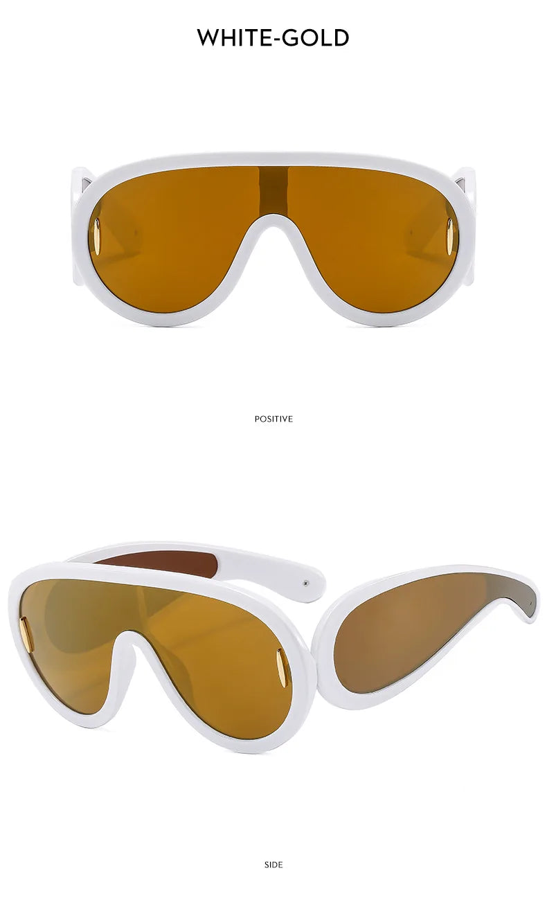 SHAUNA Oversized Women Goggle Sunglasses Trending Men One-Piece Mirror Shades UV400