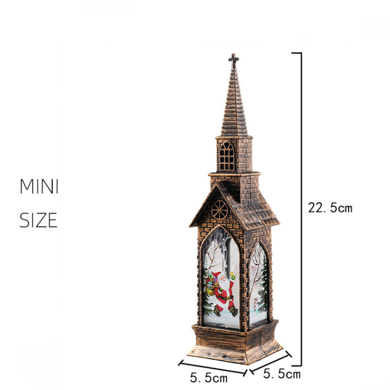 Christmas Decoration LED Electronics Wind Lantern Small Church Ornament Catholic Angel Jesus Holy Family Home Room Shelf Garnish