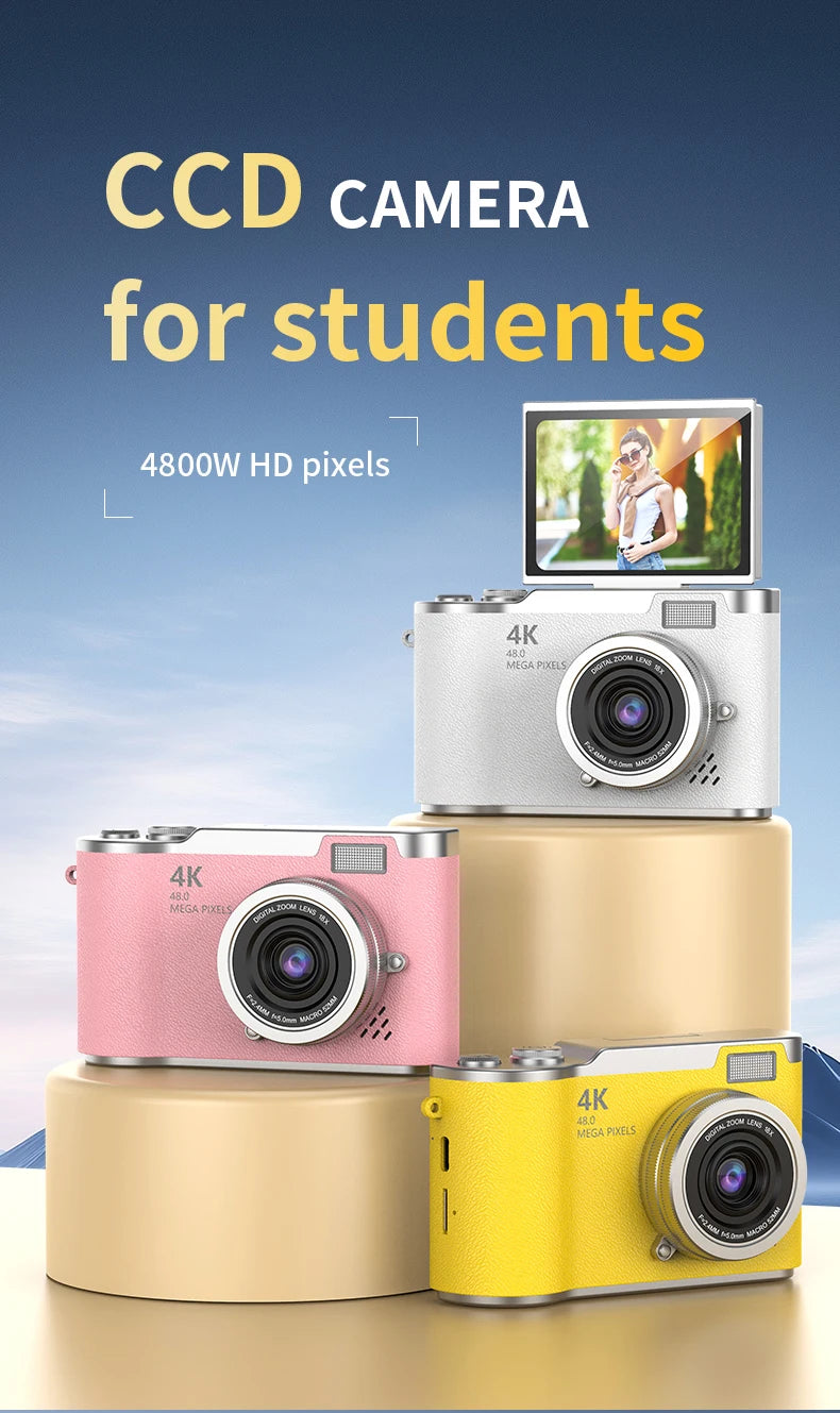 Digital Camera 4K 48MP Photography Camera Video Camcorder Rechargeable Cameras 2.4 inch Screen Camcorder for Kid Adult Beginners
