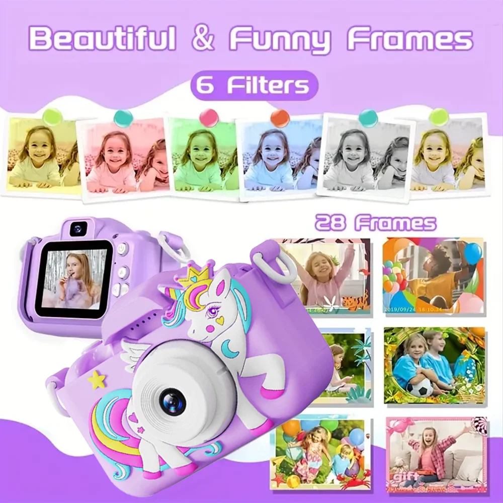 Kids Camera Toys for Boys Girls Selfie HD Digital Video Shockproof Camcorder Christmas Birthday Girls 32GB Card Included