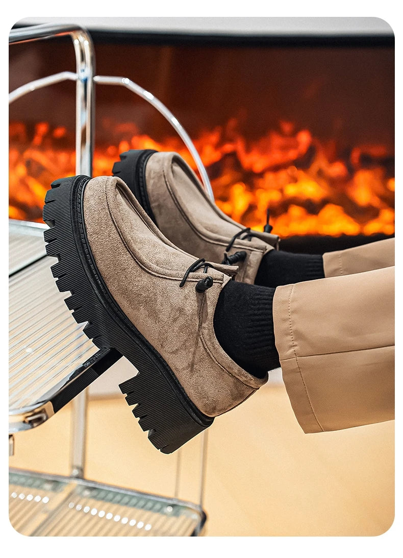 Men's Shoes 2025 Autumn New Style High-heel Thick-soled Loafers, Durable and Retro Casual Shoes, Everyday Street Trend Sneakers