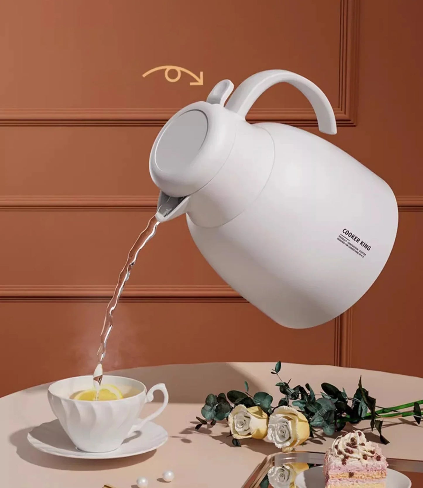 COOKER KING Thermo Jug Glass Inner Insulation Pot Thermal Kettle with Handle Dormitory Thermal Flask Keep Warm＆Cold Water Kettle