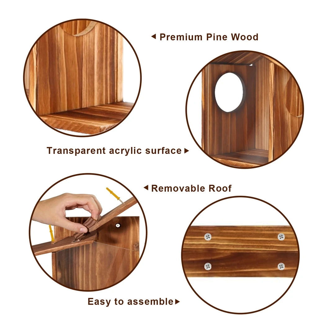 Bingopaw Wood Squirrel Feeder Outside Winter Wooden Chipmunk Feeder Corn Peanuts