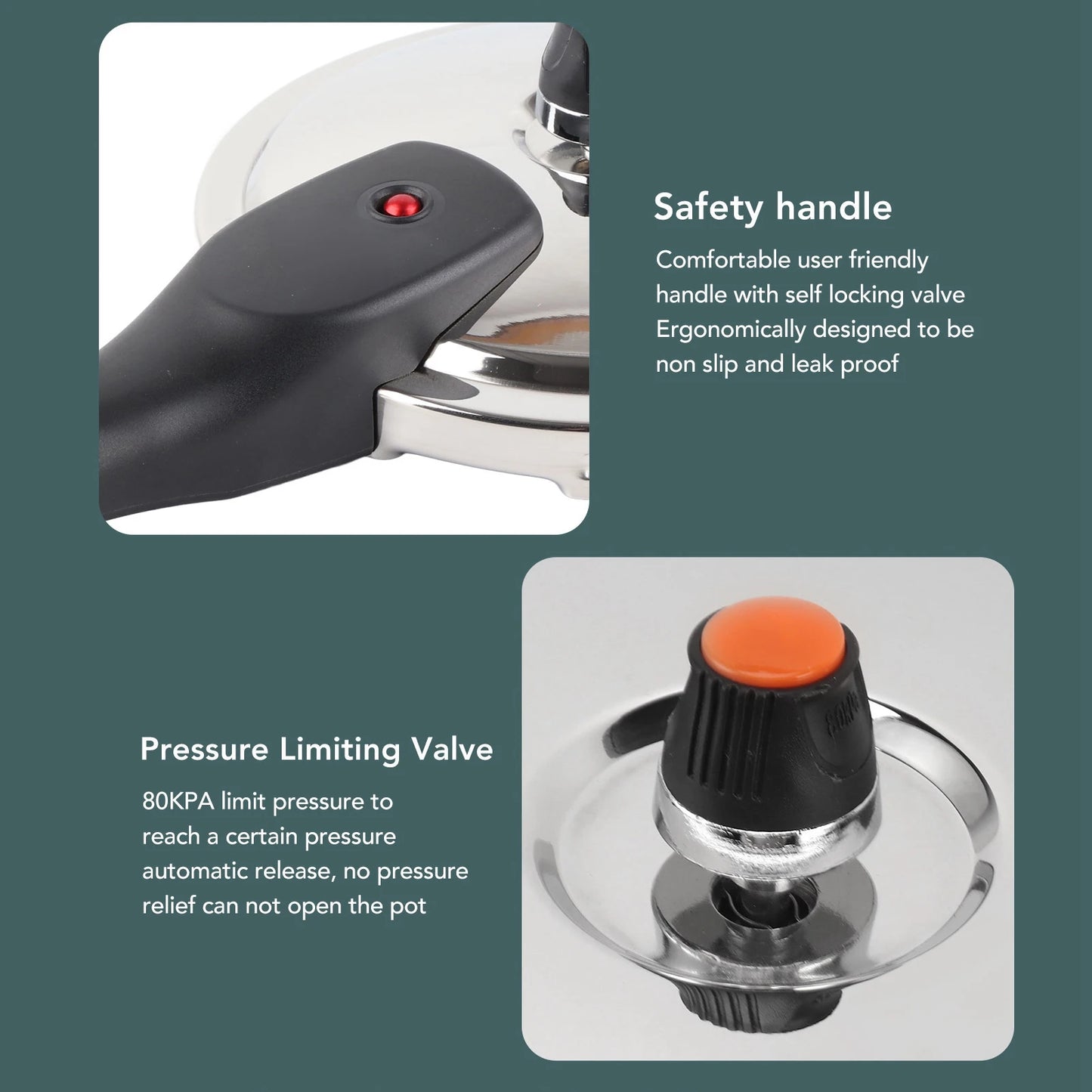 Pressure Cooking Pot Stove Pressure Cooker Multifunctional Stainless Steel Security Handle with Safety Valve for Household