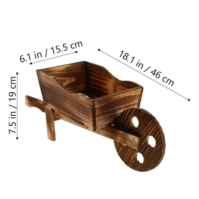 Wheelbarrow Planter Wooden Cart Flower Pot Wagon Planter Flower Pot Garden Pot Indoor Outdoor Patio Decor