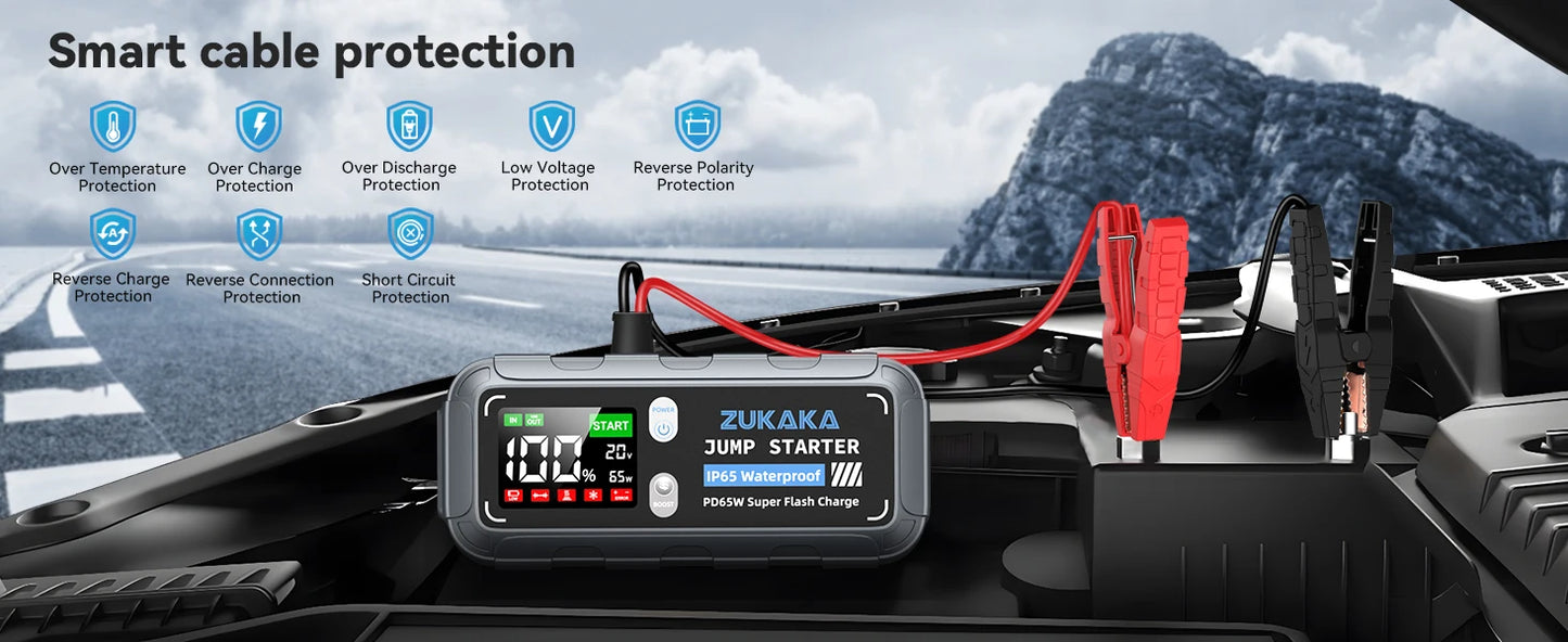 Car Jump Starter with Air Compressor Power Bank Portable Emergency Battery Booster Starting Device for Cars