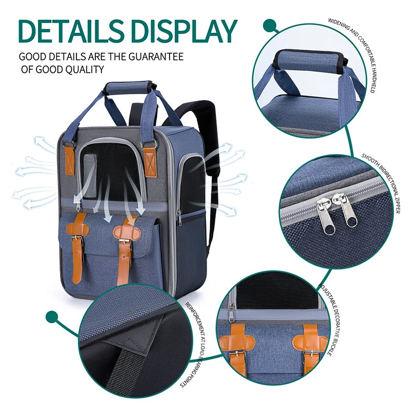 Portable Travel Pet Backpack , Dogs and Cats Travel Portable Back Bag, Large capacity, Pet Carrier Bag for Cats and Dogs,Portabl