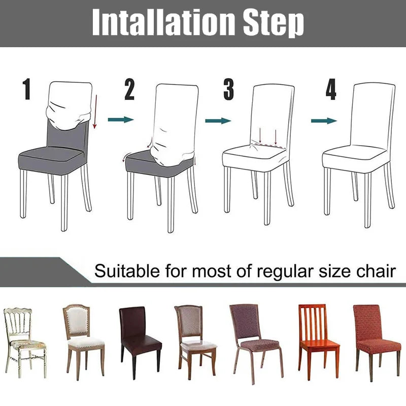 Thick Dining room Chair Cover Jacquard Plush Stretch Chair Slipcovers Solid Color Office Chairs Covers for Living Room Wedding