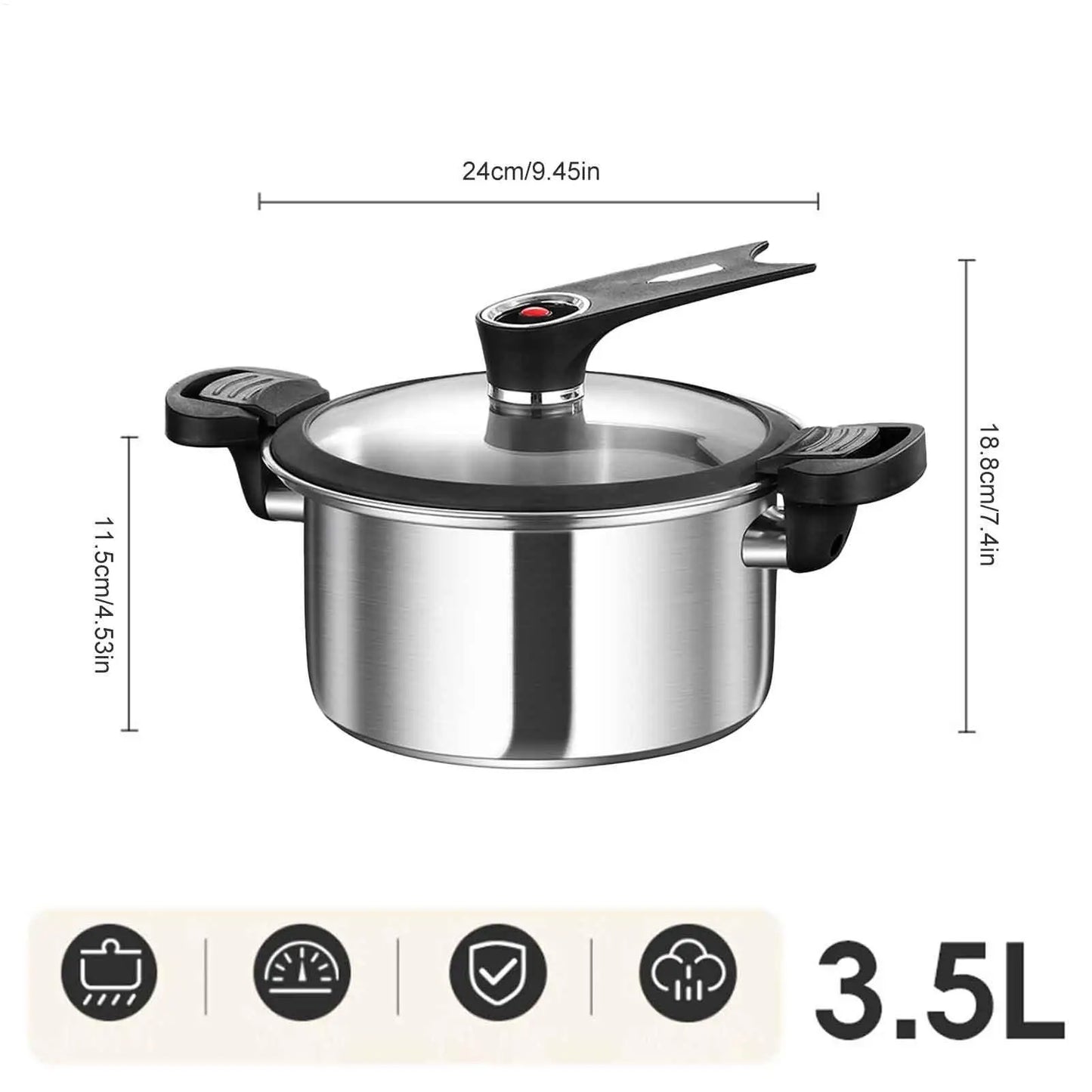 Portable Pressure Cooker Fast Cooking Stew Pot Pressure Cooker Stainless Steel Fast Cooking Multifunctional Kitchen Accessories