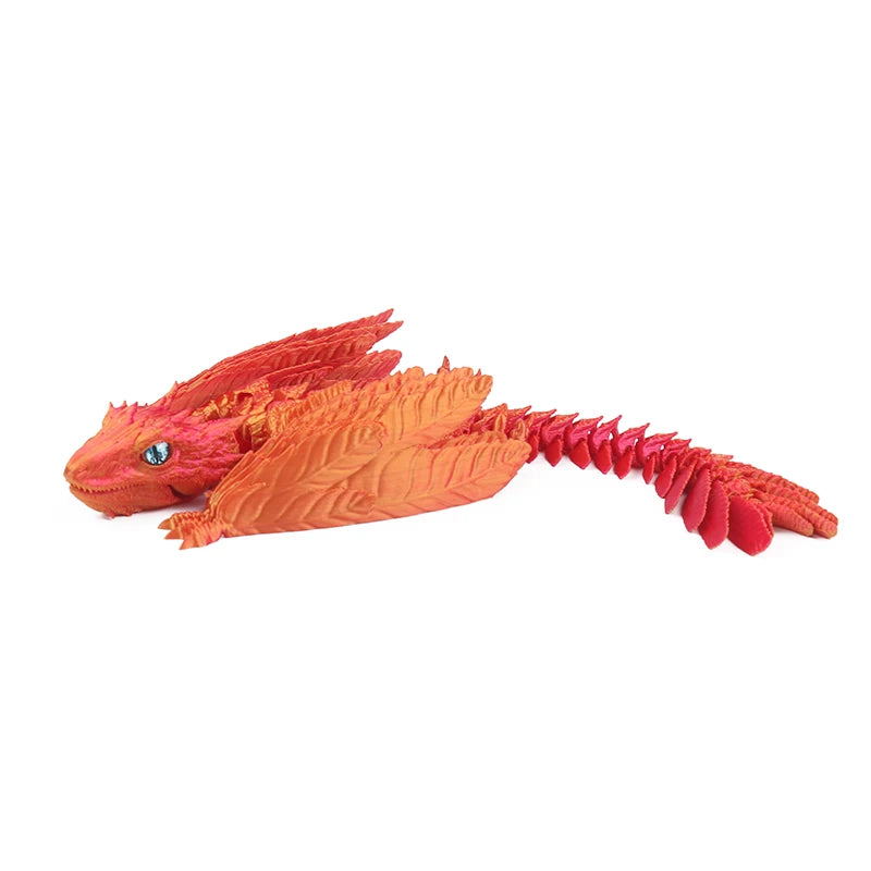 3D Printed Dragon Feathered Wyvern Dragon Articulated Fidget Dragon Home Office Decor Desktop Pet Desk Toy