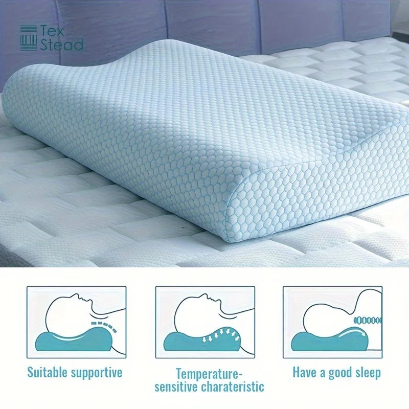 1pc Cooling Memory Foam Pillow - Orthopedic Cervical Support, Breathable Viscose Fabric Cover