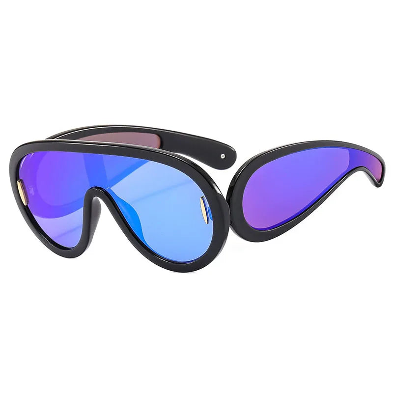 SHAUNA Oversized Women Goggle Sunglasses Trending Men One-Piece Mirror Shades UV400