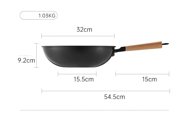 Cooker King Traditional Coating-Free Carbon Steel Wok, 30/32/34 cm Stir-Fry Pan for Gas & Induction Cooktops