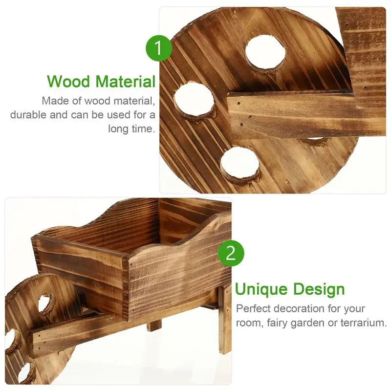 Wheelbarrow Planter Wooden Cart Flower Pot Wagon Planter Flower Pot Garden Pot Indoor Outdoor Patio Decor