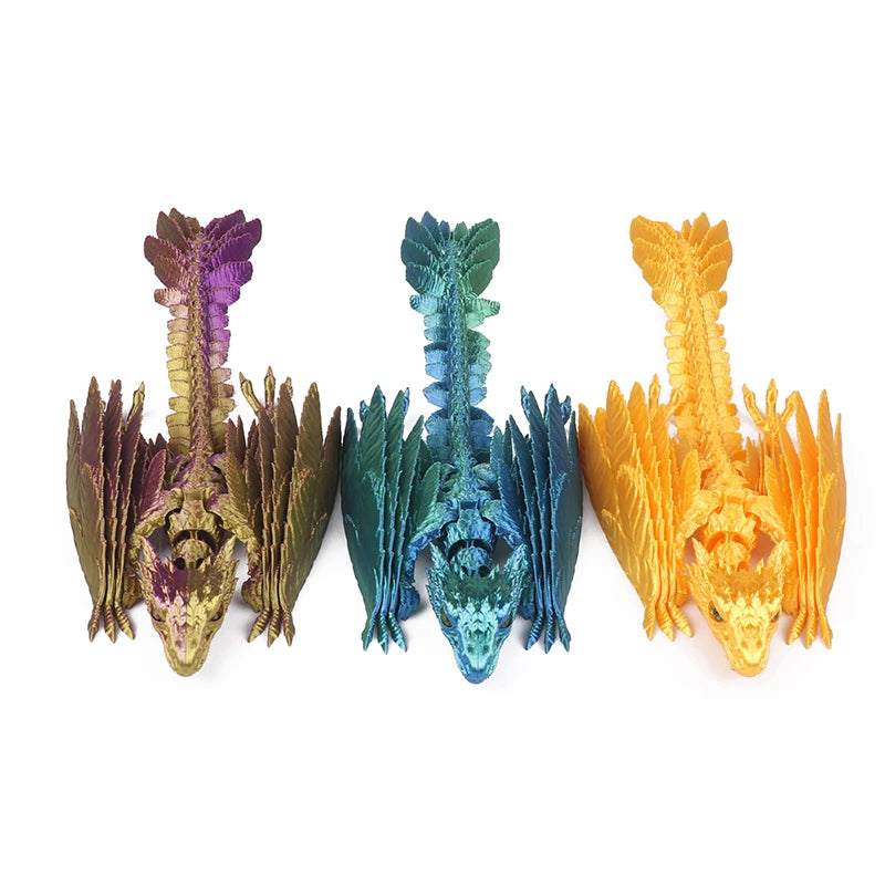 3D Printed Dragon Feathered Wyvern Dragon Articulated Fidget Dragon Home Office Decor Desktop Pet Desk Toy