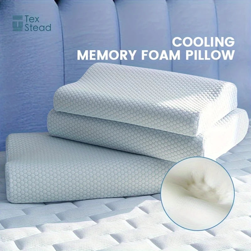 1pc Cooling Memory Foam Pillow - Orthopedic Cervical Support, Breathable Viscose Fabric Cover