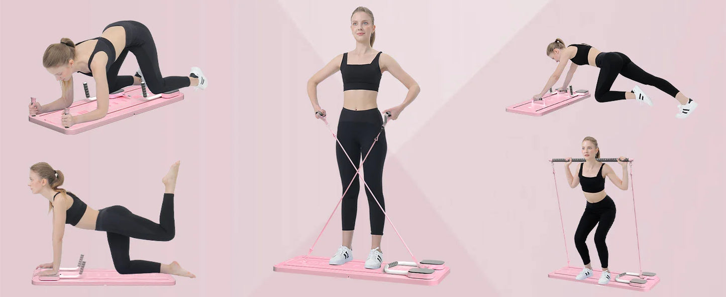 Multifunction Pilates Board Abdominal Board Resistance Bands Exercise Push-Ups Stands Fitness Plate Automatic Workout Exercise
