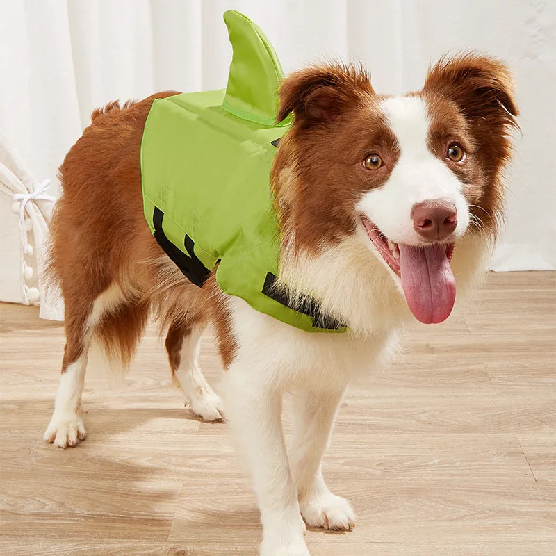 Dog Life Vest Summer Adjustable Pet Shark Swimsuit Enhanced Buoyancy Swimming Jacket Dog Safety Clothes for Medium Large Dogs