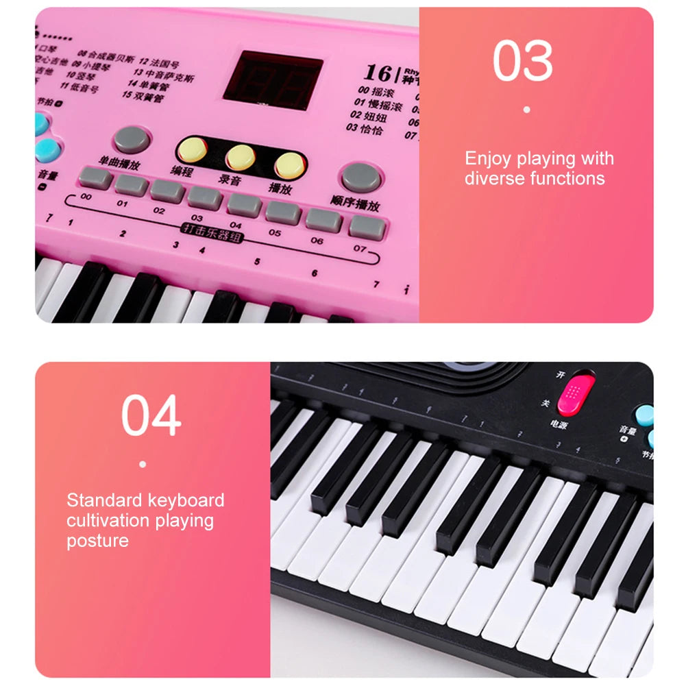 Professional Electric Piano 61 Keys Digital Electronic Piano with Microphone Adults Kids  Musical Instrument