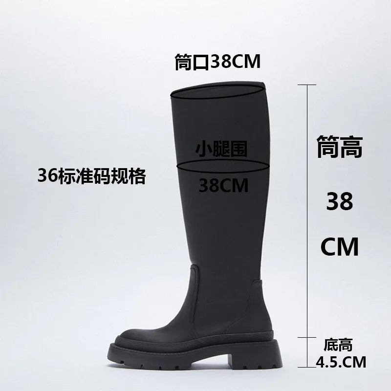 Boots Woman Winter 2022 Platform Thigh High Boots Women   Square Toe Chunky Party Knee High Wedge Long Woman Boots