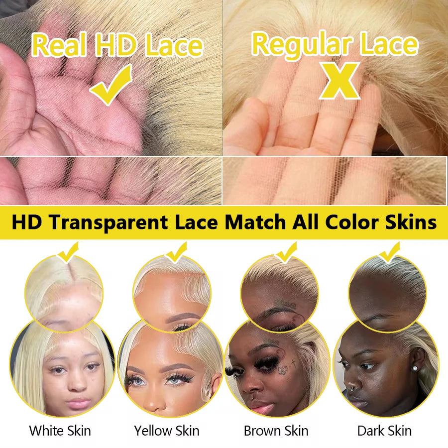 13x6 Body Wave Transparent Hd 42 46 Inch 613 Honey Blonde Lace Frontal Human Hair Wig 200 Density Brazilian 13x4 Lace Front Wig