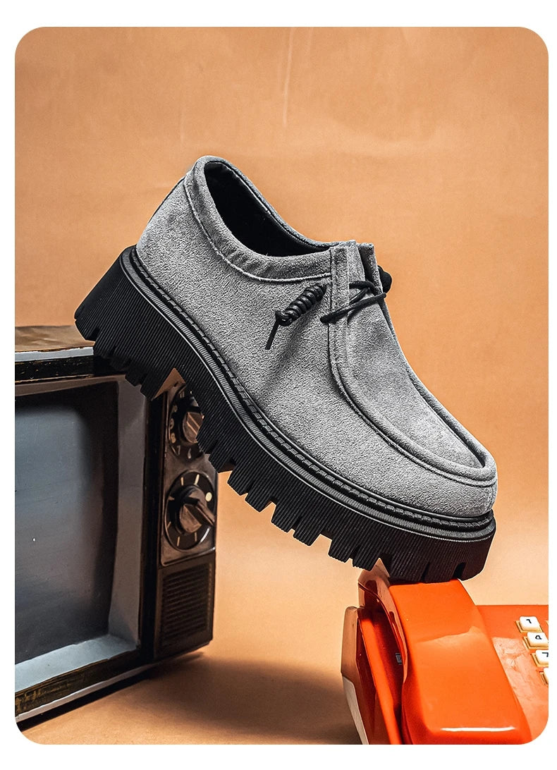 Men's Shoes 2025 Autumn New Style High-heel Thick-soled Loafers, Durable and Retro Casual Shoes, Everyday Street Trend Sneakers