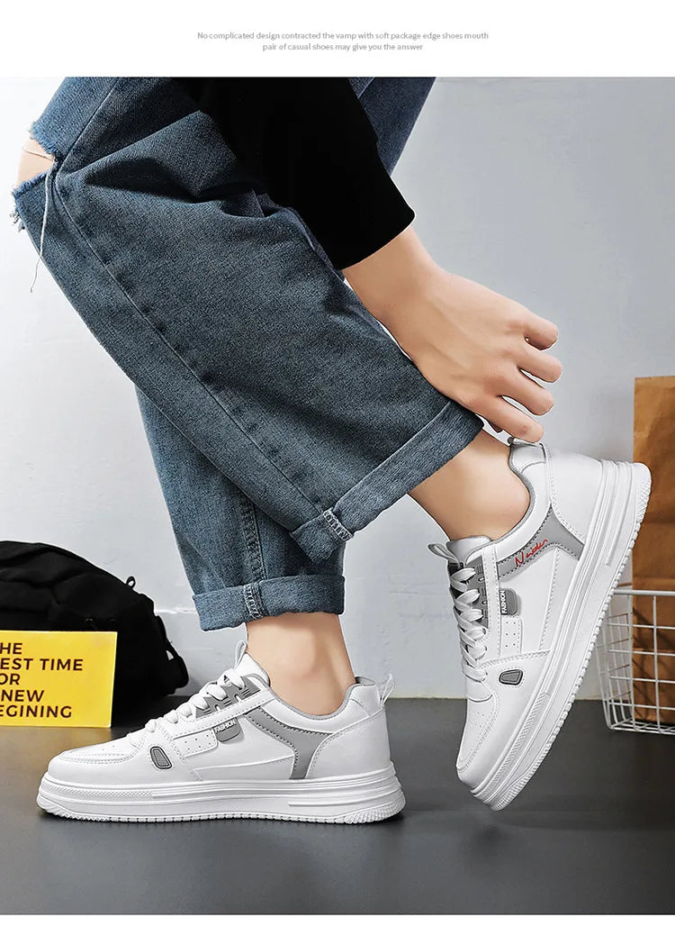 Men's shoes: Breathable, trendy, versatile, thick-soled white sneakers, sportswear, casual shoes, and board shoes
