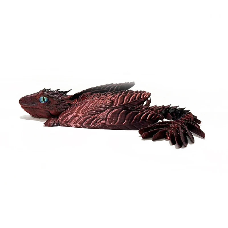 3D Printed Dragon Feathered Wyvern Dragon Articulated Fidget Dragon Home Office Decor Desktop Pet Desk Toy
