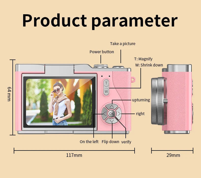 Digital Camera 4K 48MP Photography Camera Video Camcorder Rechargeable Cameras 2.4 inch Screen Camcorder for Kid Adult Beginners