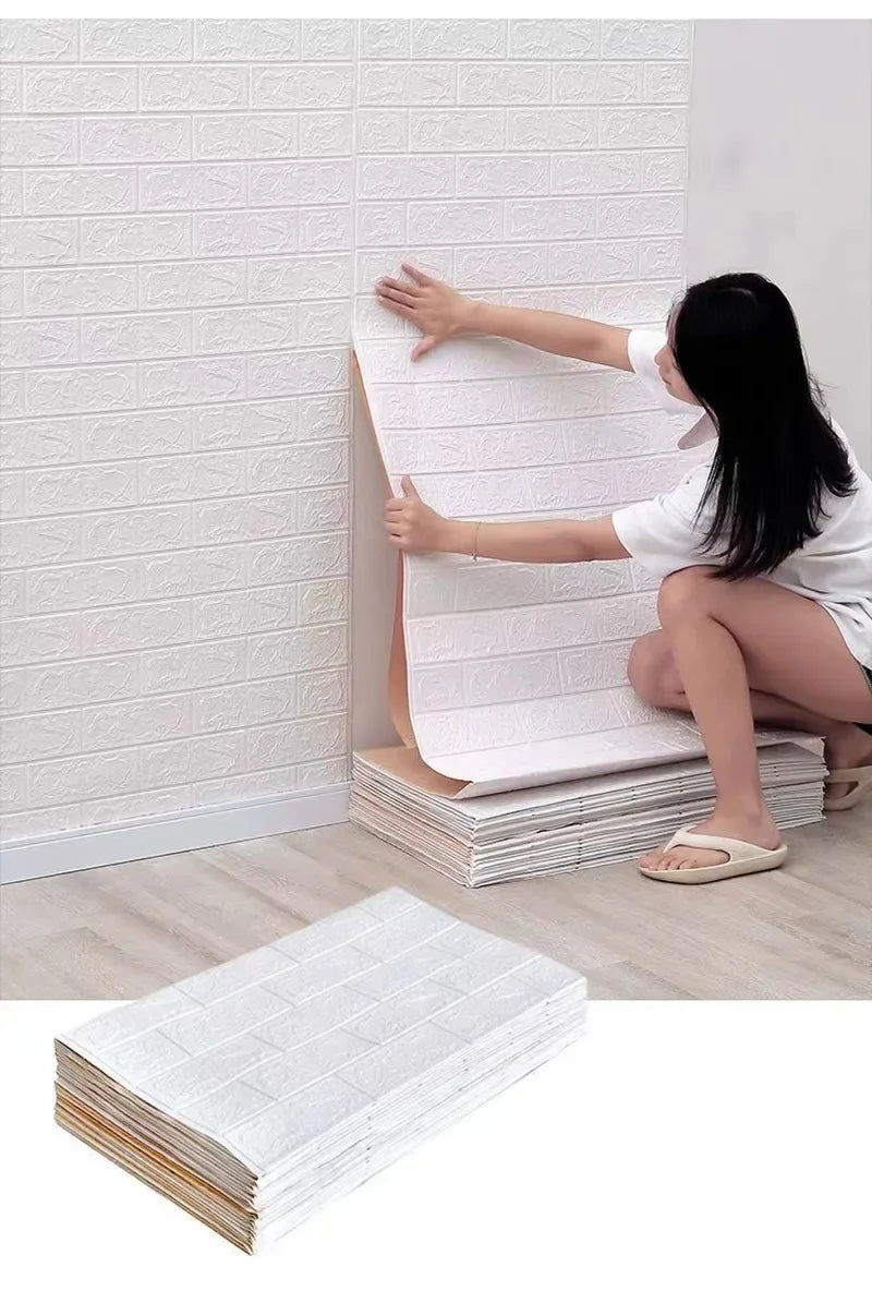 3D Wall Sticker 70cmx2m Continuous Retro Imitation Brick Wallpaper Self Adhesive Waterproof Wallcovering Living Room Wall Decor